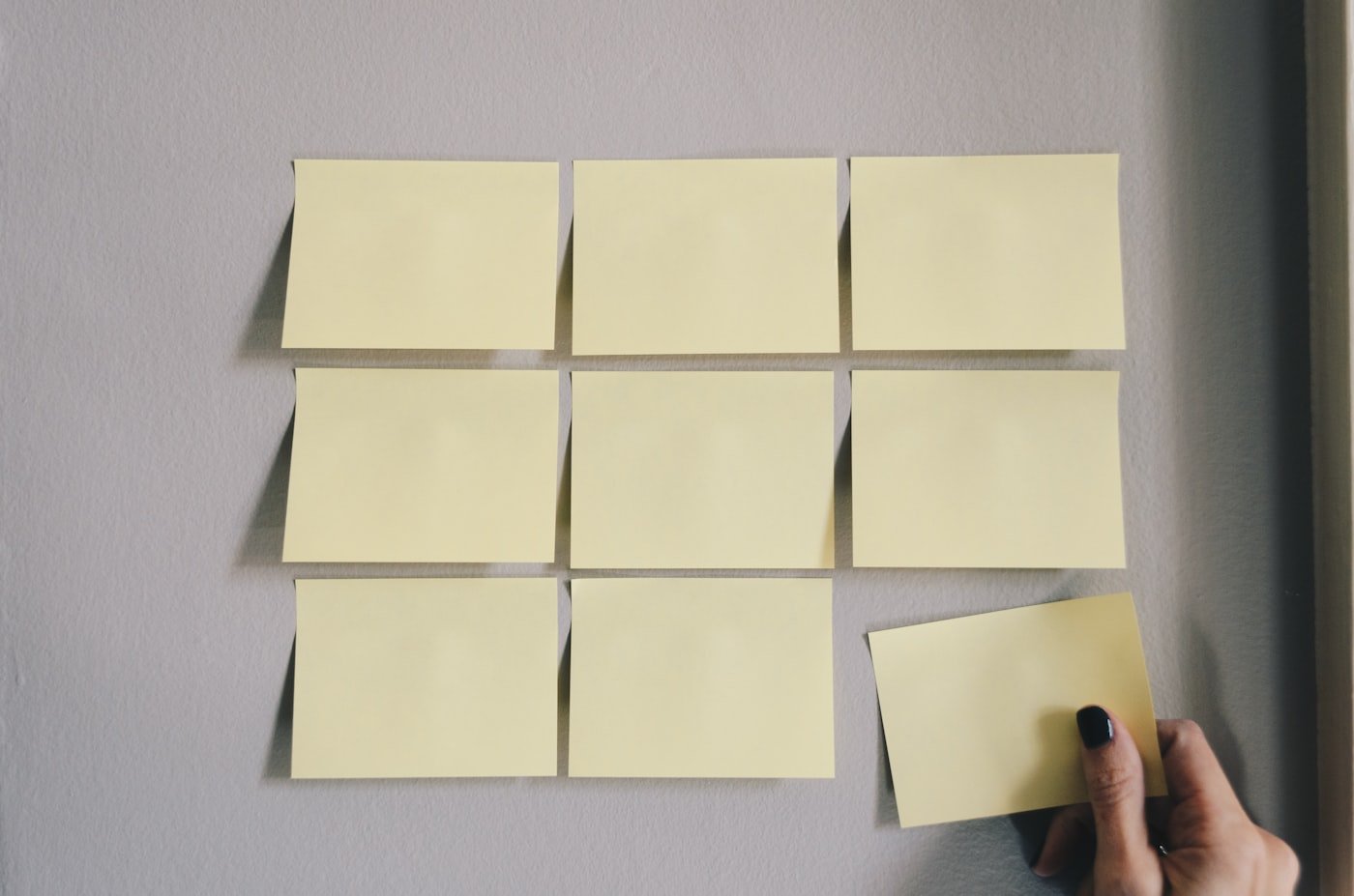 Sticky notes used to plan document order before merging