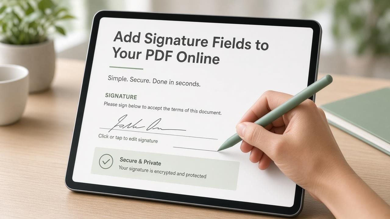 Signing a PDF signature field on a tablet